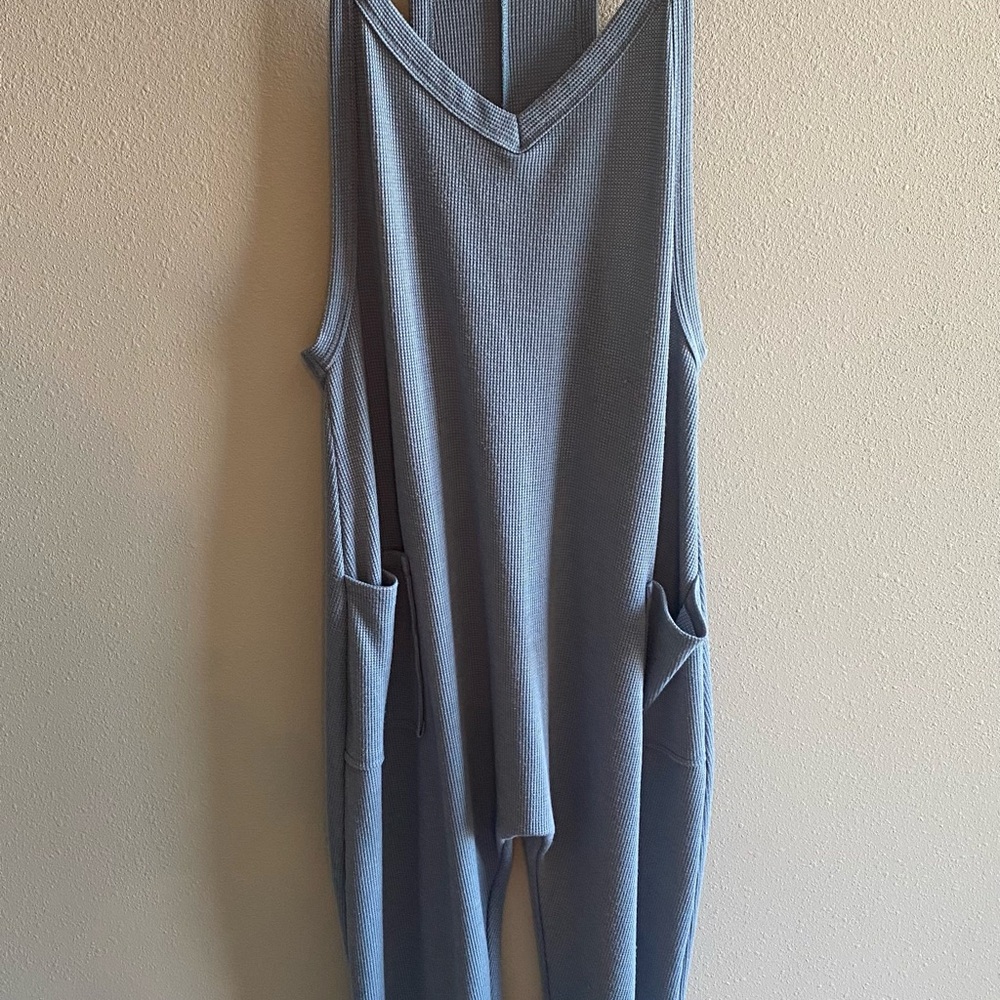 Sozy brand jumpsuit. So comfy!  Light waffle weave material